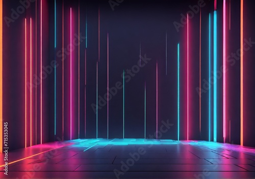 3d rendering, abstract neon background. Modern wallpaper with glowing vertical lines. Illustrations 05.