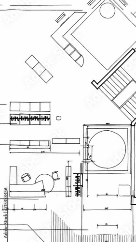 Architecture design: blueprint plan - vector illustration of a plan modern residential building / technology, industry, business concept illustration: real estate, building, construction, architecture