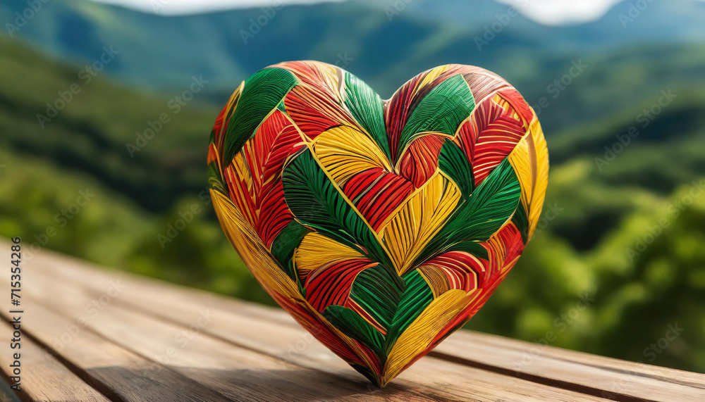 Heart  with African Patterns and Colors, Black History Month Art - obrazy, fototapety, plakaty 