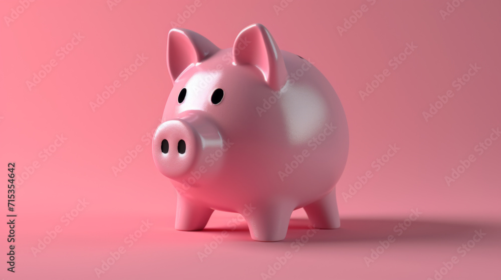 Pink piggy bank concept.