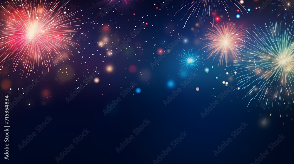 Naklejka premium Beautiful creative holiday background with fireworks and sparkles