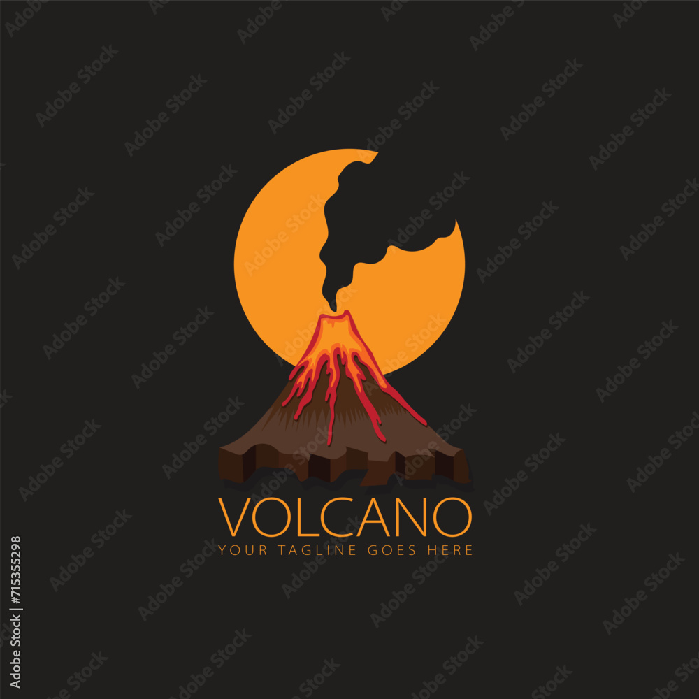 simple volcano logo design inspirations.Simple illustration of volcano mountain vector logo for web design