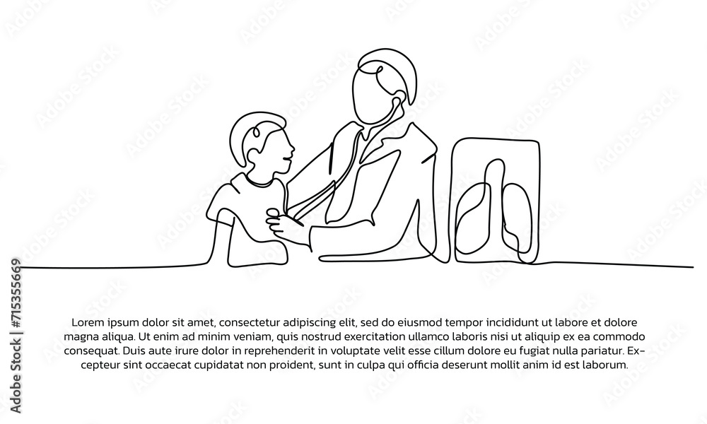 Continuous line design of   a treatment for kids. Single line decorative elements drawn on a white background.