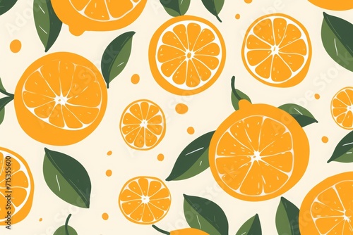 an orange vector seamless pattern. seamless orange pattern with flowers and leaves