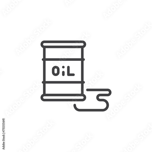 Oil barrel spill line icon