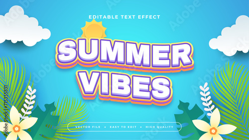 Colorful colourful summer vibes 3d editable text effect - font style. Summer text style effect