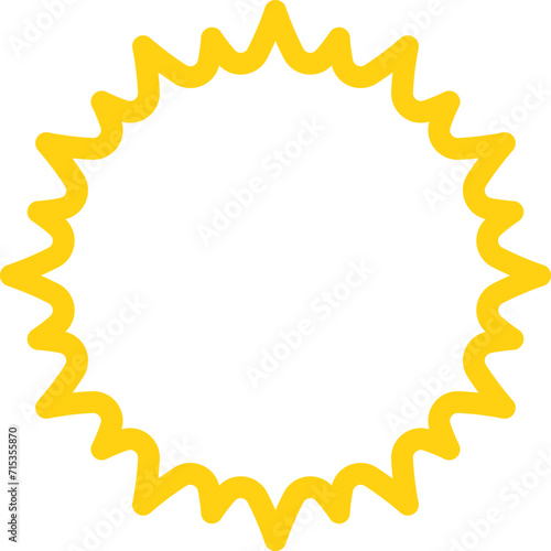 Vector cartoon yellow sun. Shining light rays. Summer Isolated vector illustration. © Volodymyr