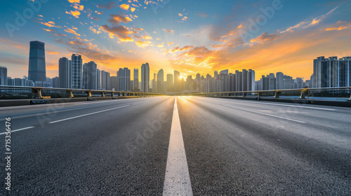 Wallpaper Mural Empty highway in the middle of city at sunset Torontodigital.ca