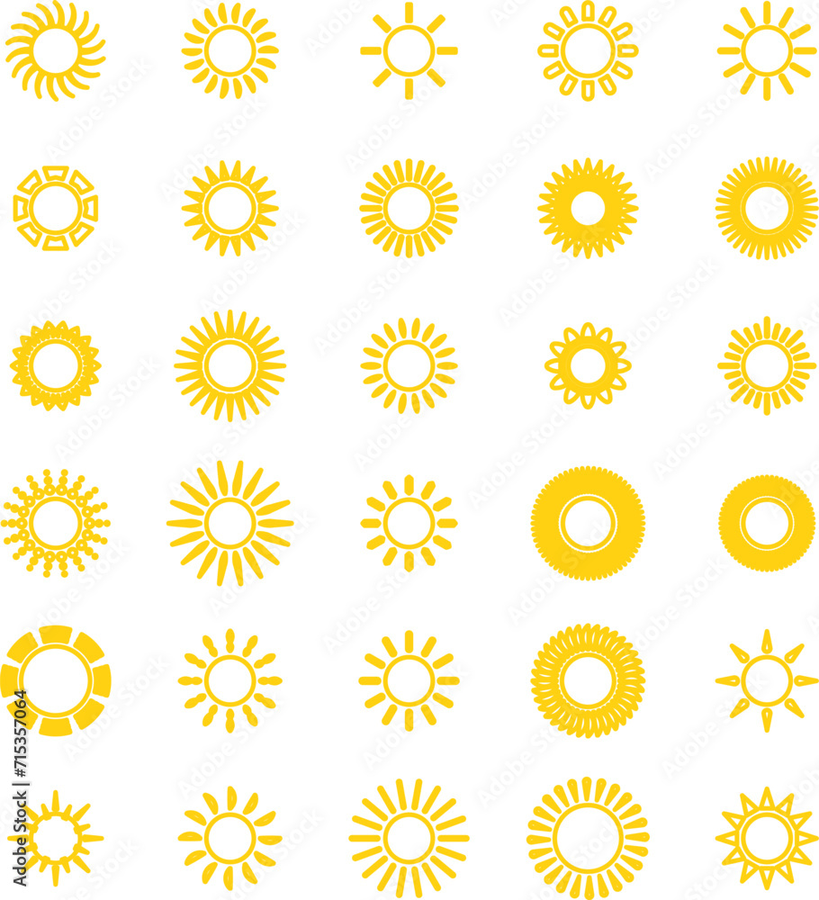 Vector cartoon yellow sun. Shining light rays. Summer Isolated vector illustration. Vector cartoon yellow sun. Shining light rays. Summer Isolated vector illustration.
