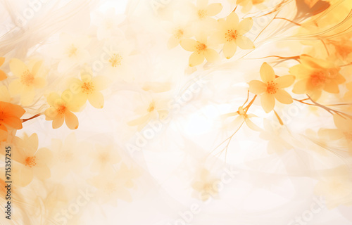 white and yellow flower background with blurry stars  with small white sparks