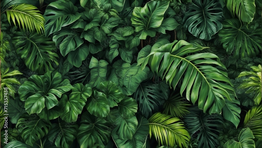 Seamless pattern with tropical green palm, colocasia, banana leaves. Seamless pattern with tropical green palm, colocasia, banana leaves.