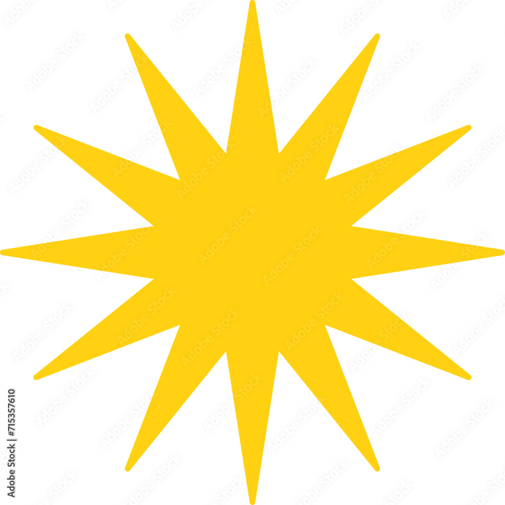 Vector cartoon yellow sun. Shining light rays. Summer Isolated vector illustration. Vector cartoon yellow sun. Shining light rays. Summer Isolated vector illustration.