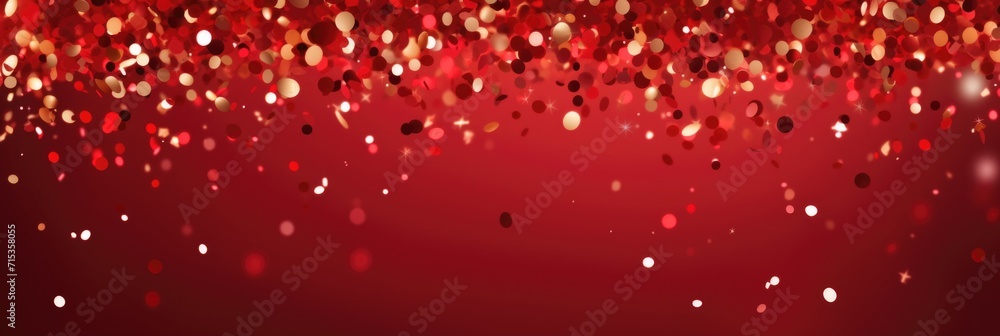 Confetti on a red background - obrazy, fototapety, plakaty 