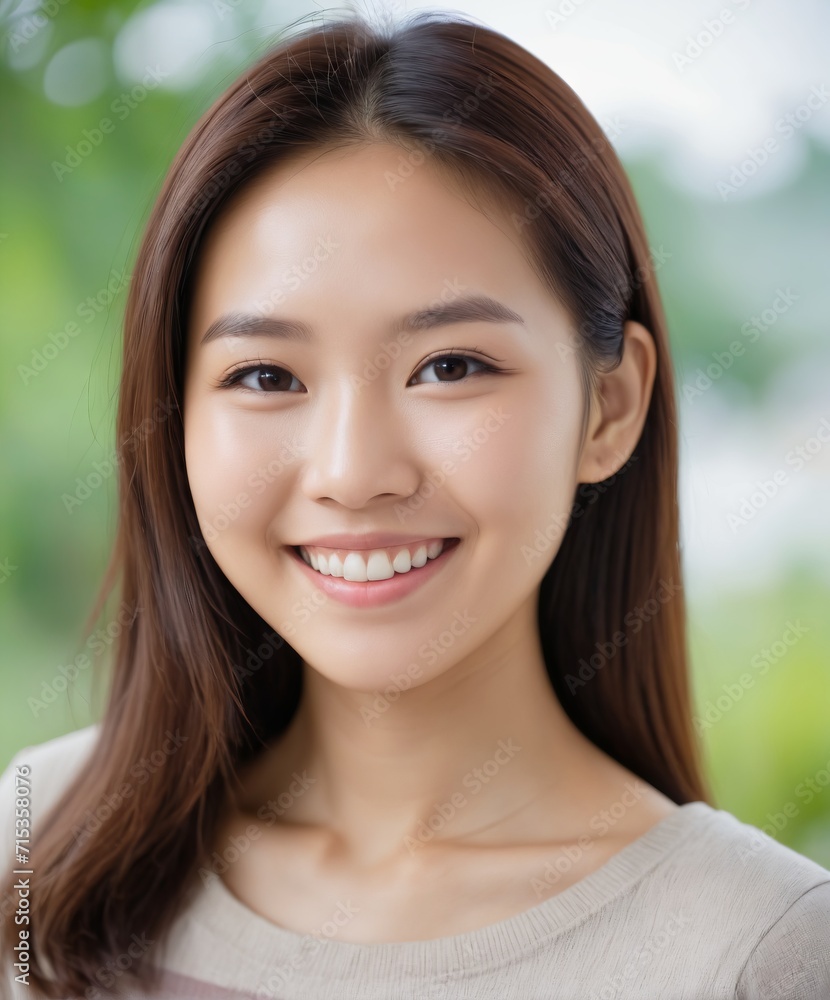 Beautiful asian young woman smile and cheerful