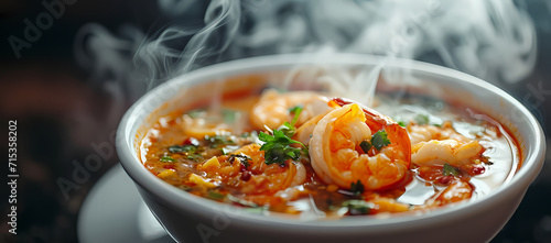 Tom yum kung (spicy shrimp soup) photo