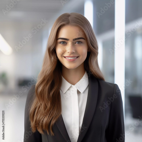 Free Download Business woman is smile in office. Generative ai. - GFXLoad