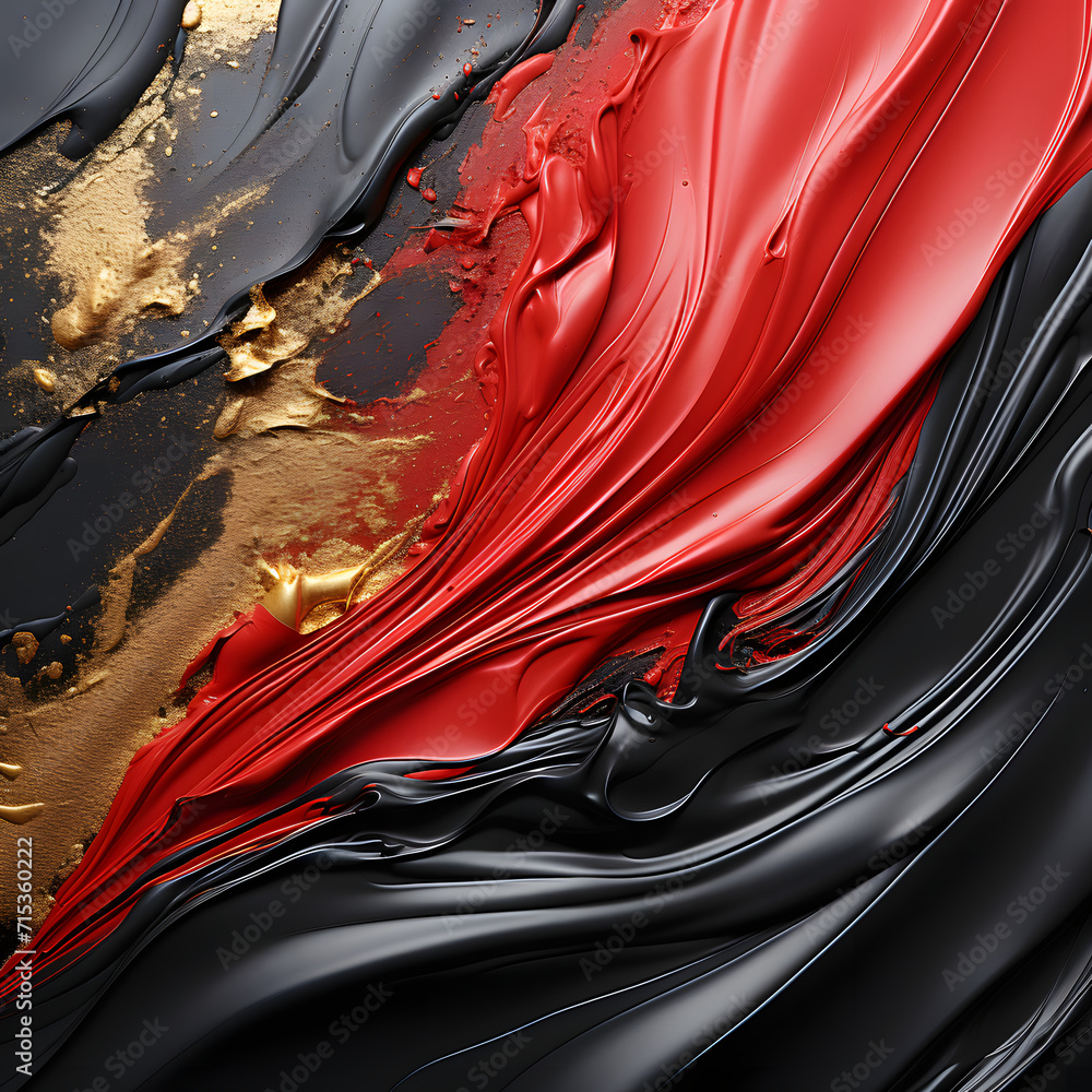 Obraz premium Black Red and Gold Liquid Oil Paint Background