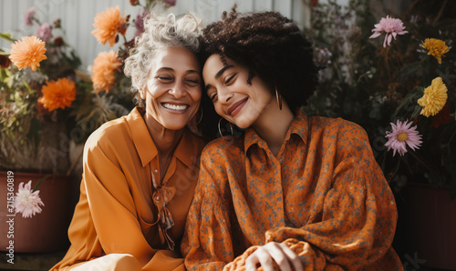 Mother and Daughter Flowers Mothers Day Concept photo