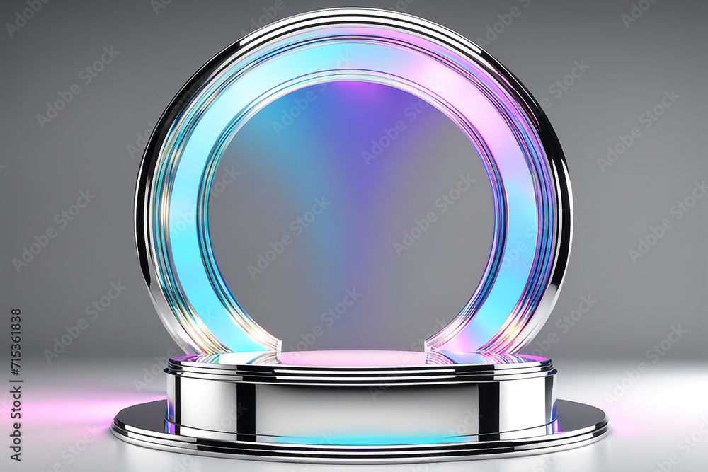 Luxury 3d podium with chrome holographic colors Luxury 3d podium with chrome holographic colors