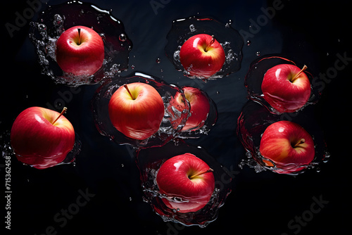 Apples falling into water