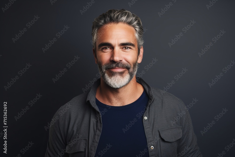 Portrait of a handsome mature man with gray hair and beard. Portrait of a handsome mature man with gray hair and beard.