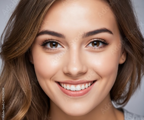 closeup portrait of young happy woman 