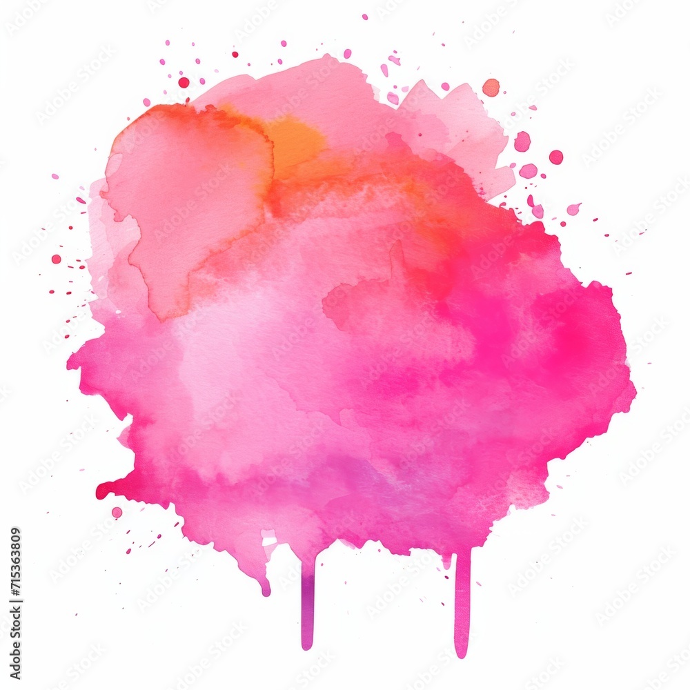 Abstract pink watercolor background texture on white