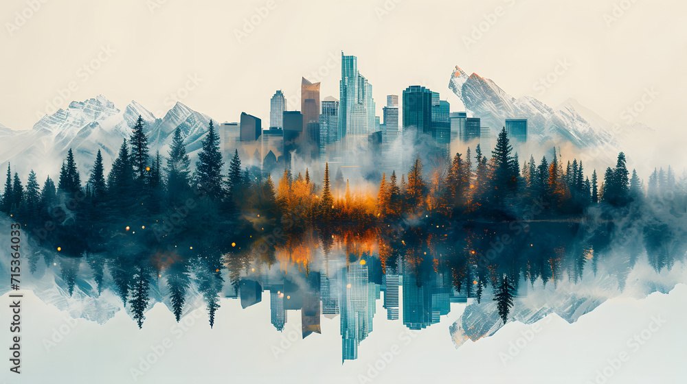 Fototapeta premium City and Mountain Range