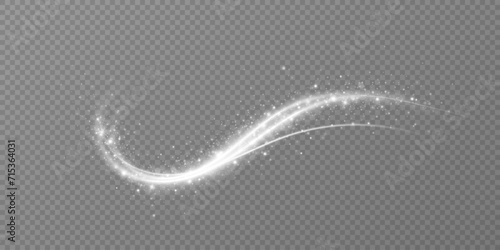 	
Glowing white lines. Speed ​​line effect, swirl. Light trail wave. Background.	