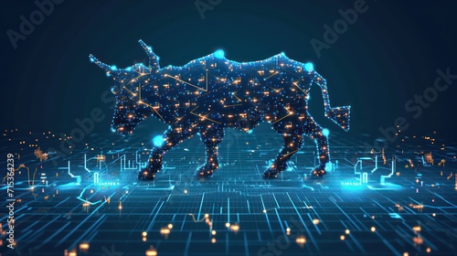a stock market graph forming a pattern resembling a bull, visually representing market trends and sentiments photo