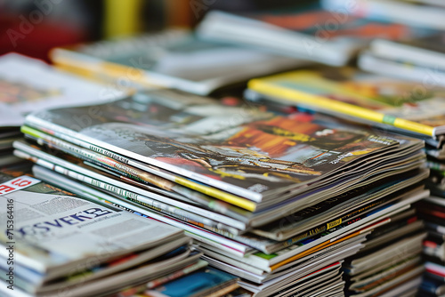 A stack of magazines arranged neatly.