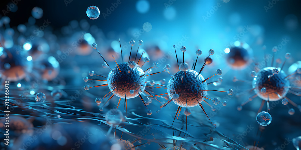 Virus Background. Microscopic View of Floating Virus Cells Virus Background. Microscopic View of Floating Virus Cells