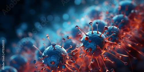 Virus Background. Microscopic View of Floating Virus Cells