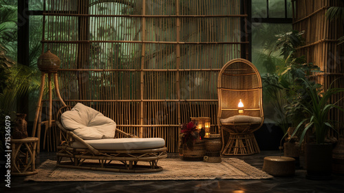Bamboo woven home life  Generate AI.