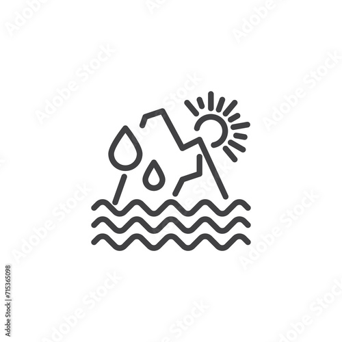 Melting ice caps line icon