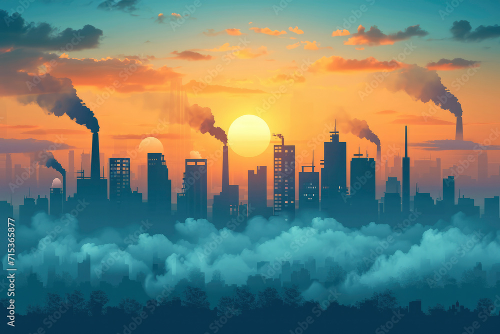 Fototapeta premium Climate Change: Certain air pollutants contribute to global warming and climate change