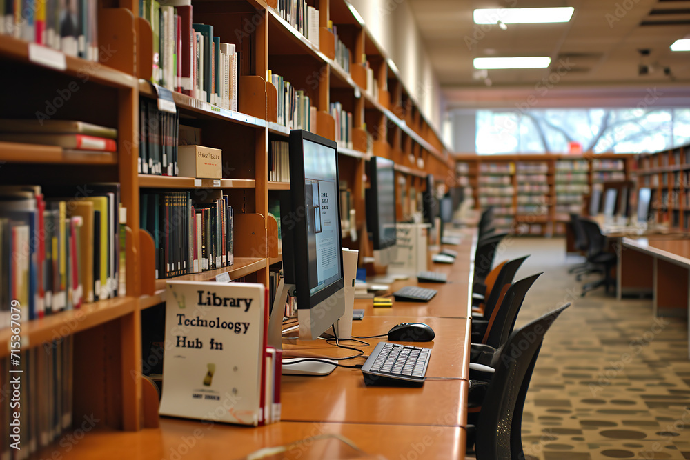 technological aspects of modern libraries - obrazy, fototapety, plakaty 