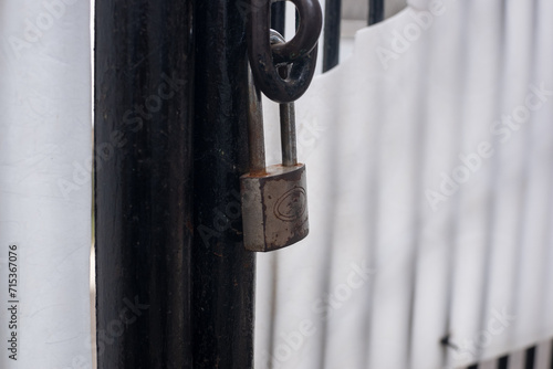 rusty house fence padlock. Old rusty Padlocks. Rusty door latch padlock © DenRudi