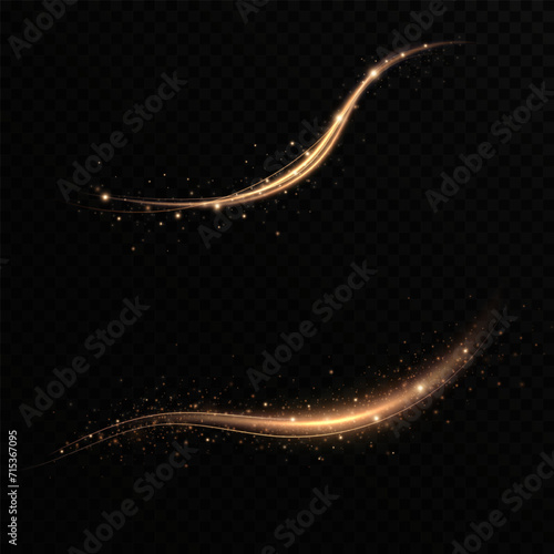 Abstract light speed motion effect.Gold color spiral glow effect.Magic shiny lin	
