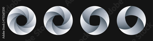 Abstract minimal designs isolated on  black background. Geometric logotype designs. Vector illustration.