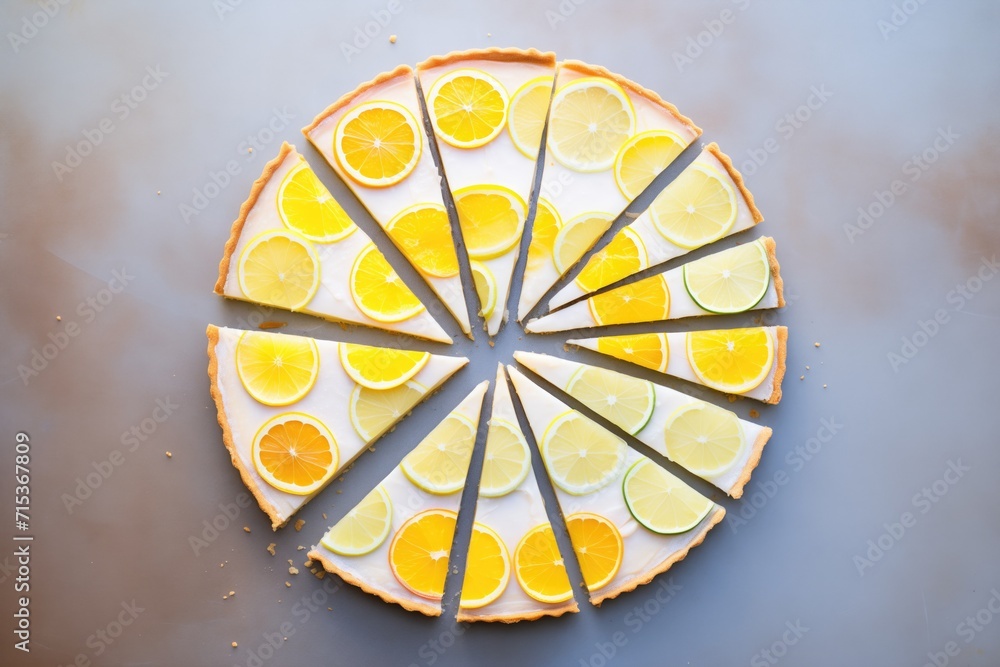 lemon tart slices arranged in a fan shape