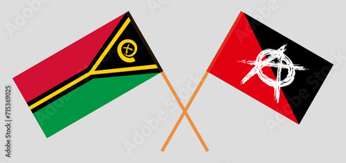 Crossed flags of Vanuatu and anarchy. Official colors. Correct proportion