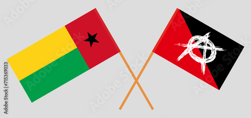 Crossed flags of Guinea-Bissau and anarchy. Official colors. Correct proportion