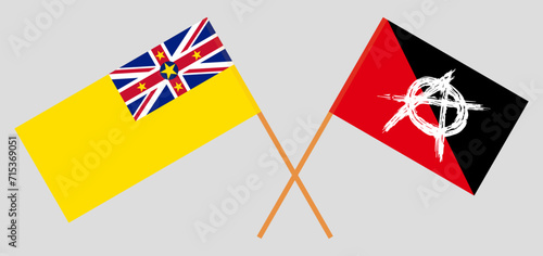Crossed flags of Niue and anarchy. Official colors. Correct proportion