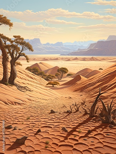 Ancient Desert Landforms  Panoramic Sand Vistas in a Countryside Art Print