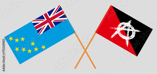 Crossed flags of Tuvalu and anarchy. Official colors. Correct proportion