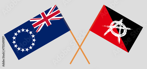 Crossed flags of Cook Islands and anarchy. Official colors. Correct proportion