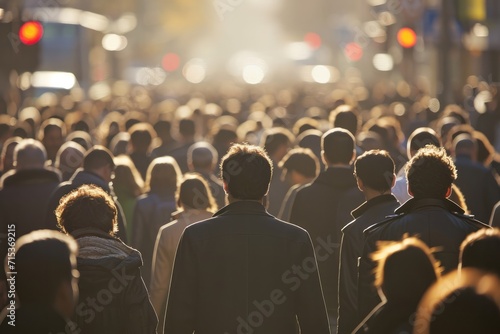 Man walking in crowds of people.