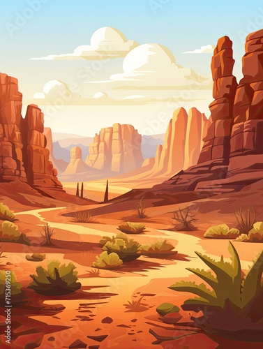 Ancient Desert Landforms National Park: Iconic Landmarks Art Print