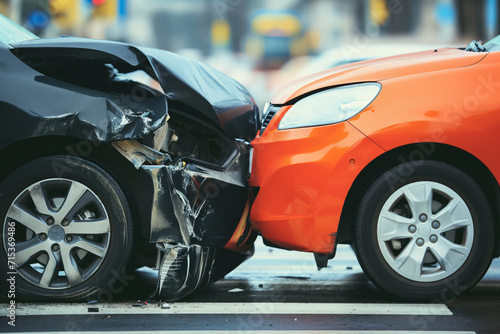 Two-car accident on public road  road traffic accident